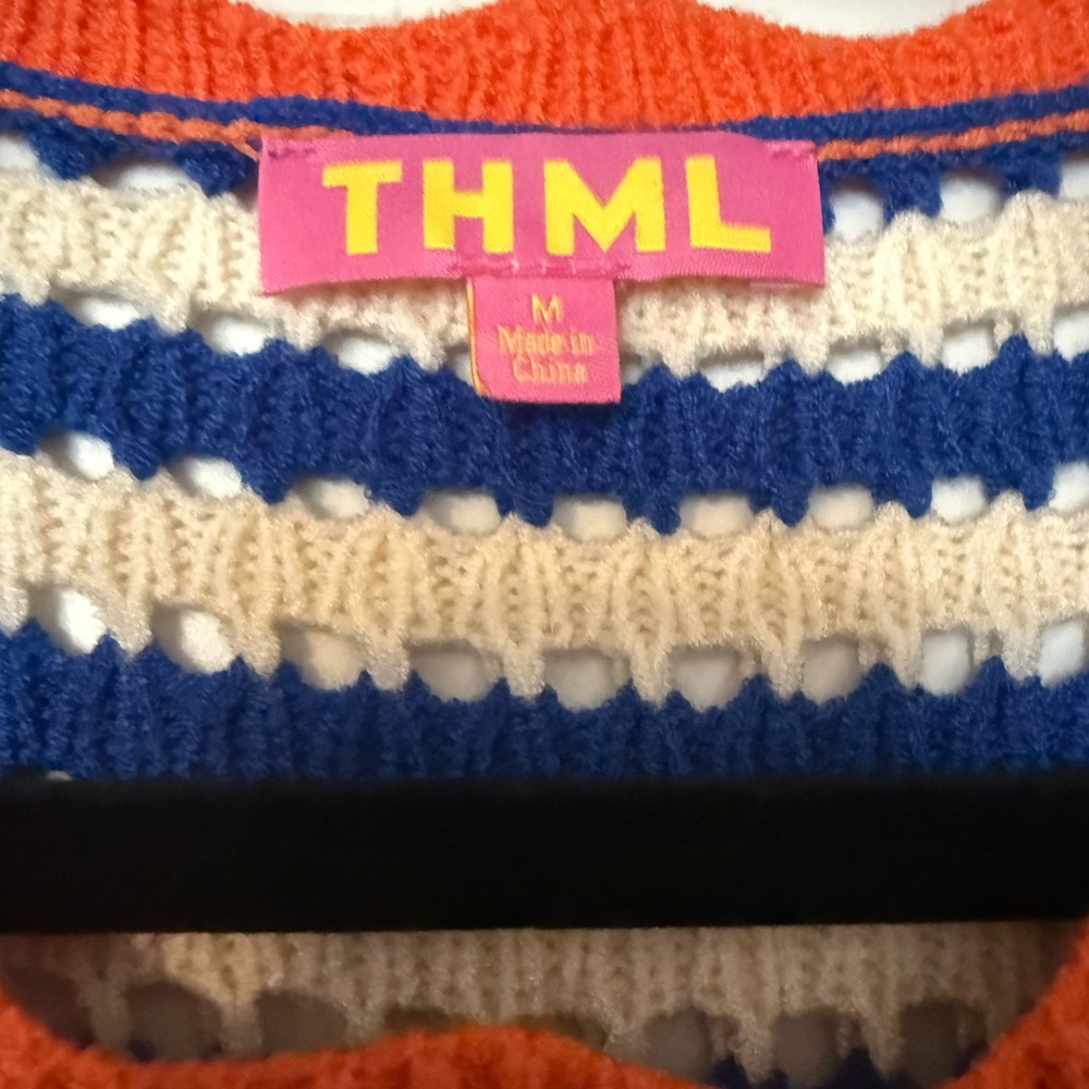 THML Blue and White Striped Cropped Sweater - Picture 2 of 4